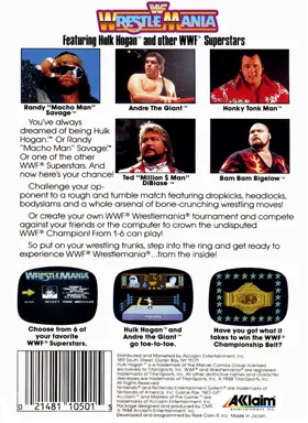 WWF Wrestlemania (USA) box cover back